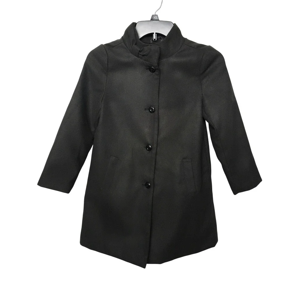 Gymboree Dressy Pea Coat Girls Size M 7-8 Black Mock Neck Button Front Jacket